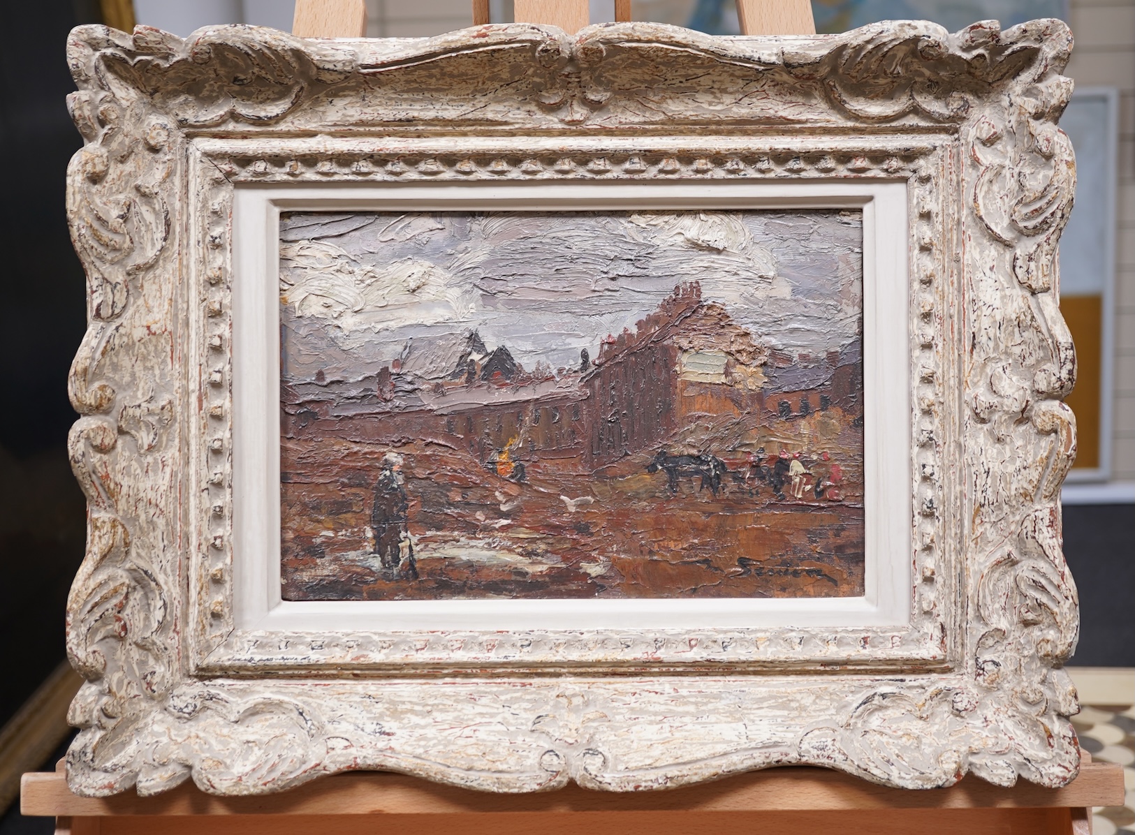 Mark Senior, (1864-1927), Town scene with figures